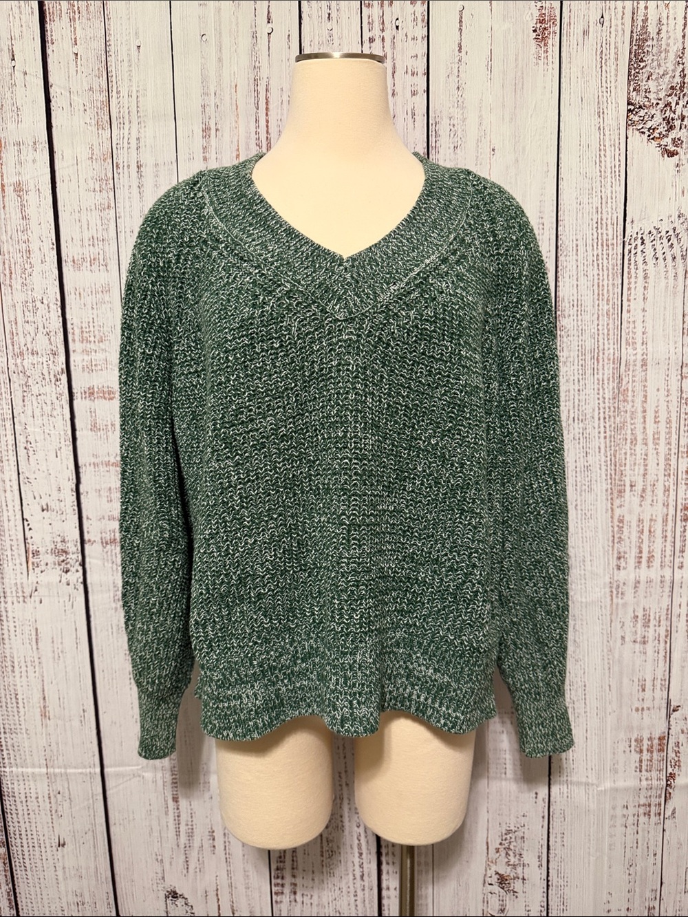 Cozy V-Neck Chenille Sweater - Dark Green